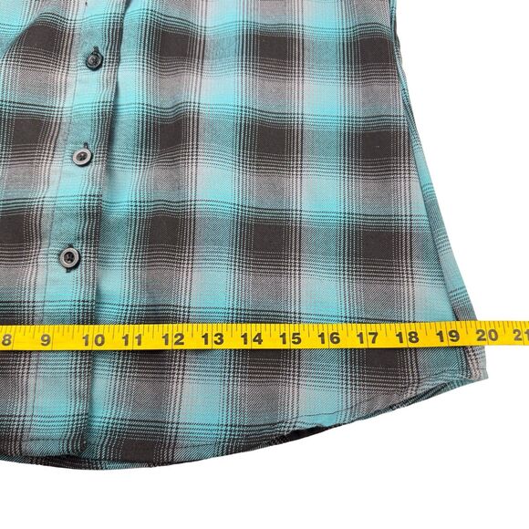 Dixxon Flannel Plaid Shirt Women's Size Small Tortuga Blue Long Sleeve - Picture 11 of 16